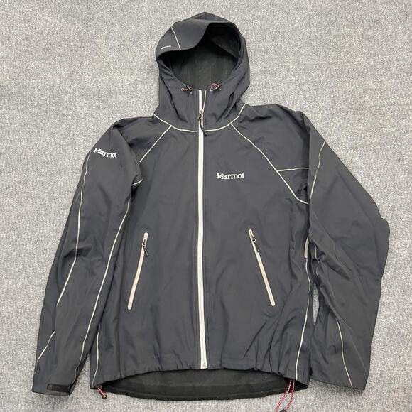 Marmot Jacket Mens Medium Softshell Full Zip Hooded Windbreaker Outdoor - Picture 1 of 7